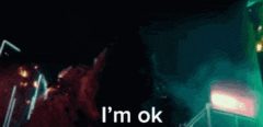 a picture of a city at night with the words `` i 'm ok ''