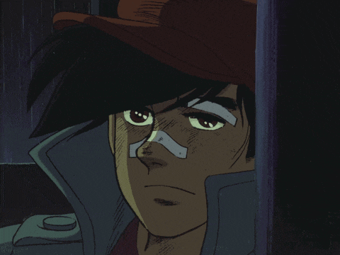 a cartoon character with a bandage on his nose and a hat