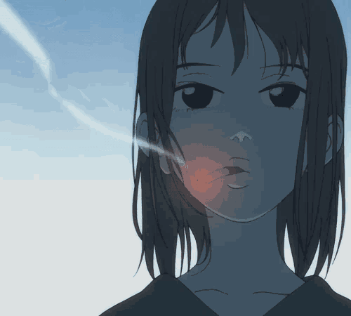 a girl with a cigarette in her mouth