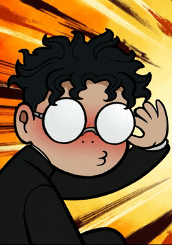 a cartoon drawing of a boy wearing glasses