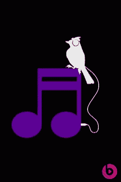 a bird is sitting on a pink music note