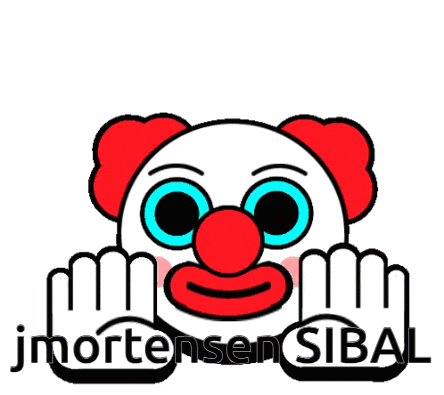 a cartoon of a clown with the words jmortonsen sibal written below it
