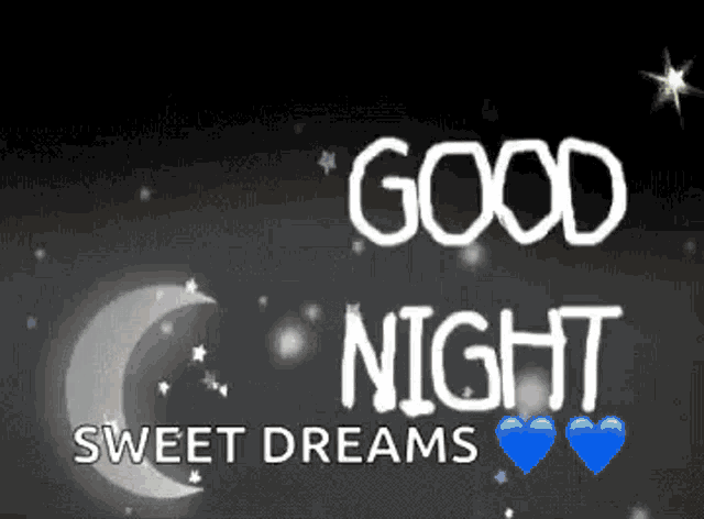 a good night greeting card with a crescent moon and stars .