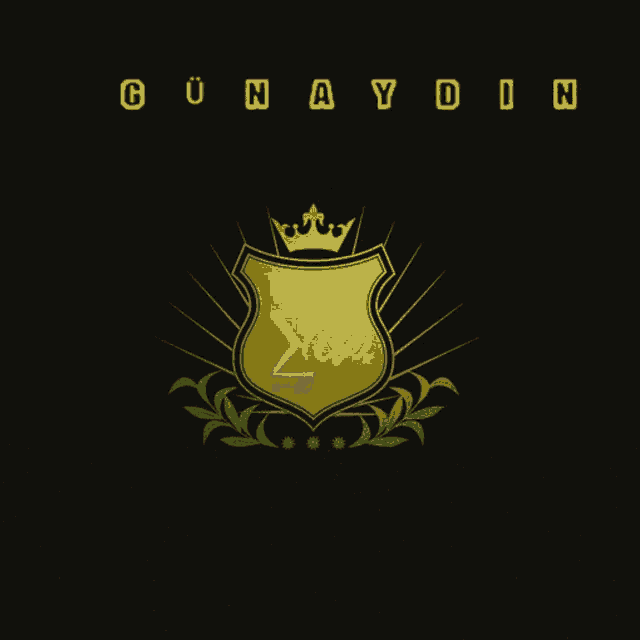 a gold shield with a crown and the word günaydin