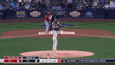 a baseball game is being played between the brewers and the padres