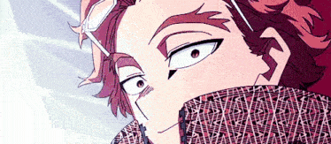 a close up of a cartoon character 's face with a scarf around his neck .