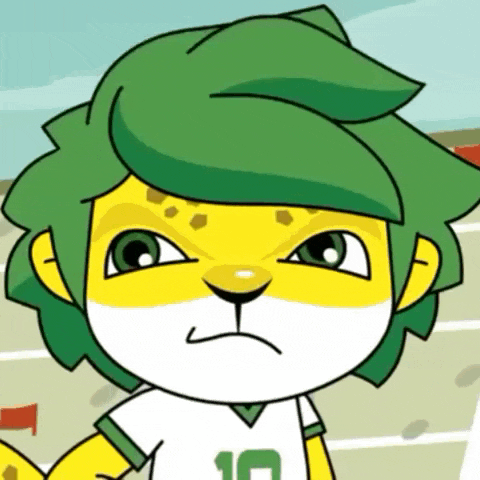 a cartoon character with green hair and a shirt that says 10