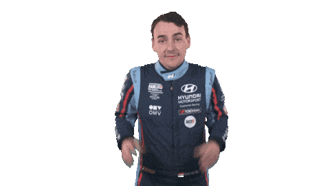 a man wearing a hyundai motorsport jacket dancing