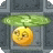 a cartoon illustration of a yellow pumpkin with a green leaf on top of it .