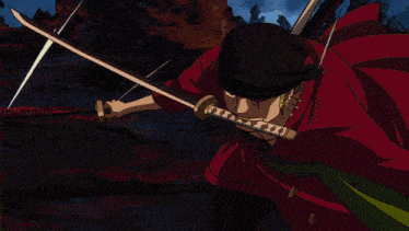 a close up of a person holding a sword
