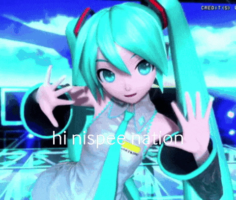 a picture of hatsune miku with the words hi nispee nation
