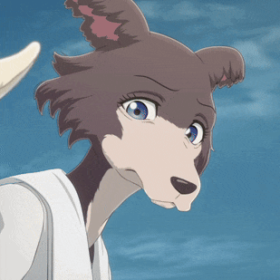 a close up of a cartoon character with blue eyes