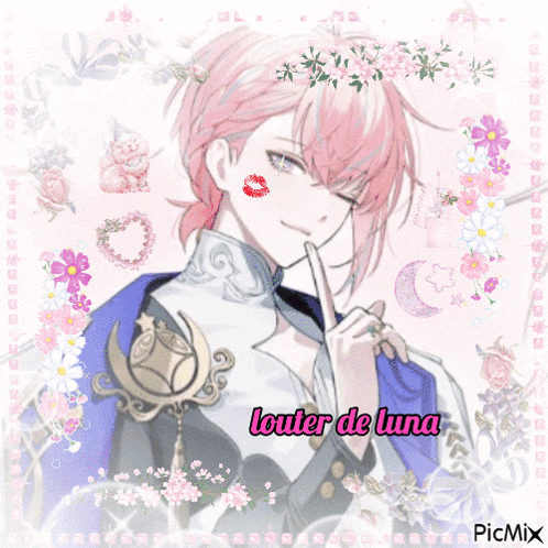 a picture of a girl with pink hair and the words louter de luna on the bottom