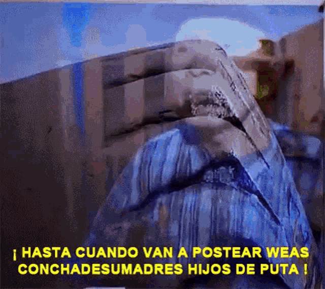 a poster with the words hasta cuando van a postear weas conchadesumades hijos de puta