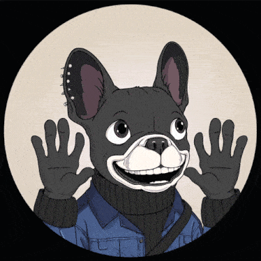 a cartoon drawing of a dog wearing a turtleneck sweater