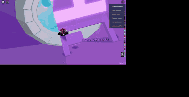 a screenshot of a video game with a purple background and a few icons
