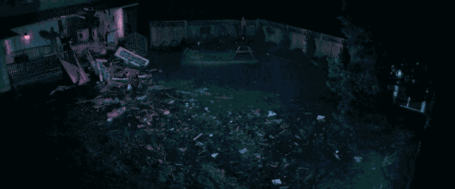 an aerial view of a house that has been destroyed by a fire