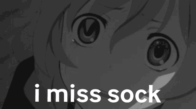 a black and white drawing of a girl with the words i miss sock below it