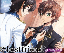 a picture of two anime characters with #bestfriend glitterfy.com