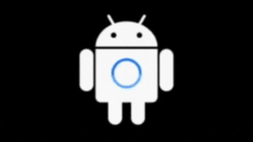 a white android icon with a blue circle around its head
