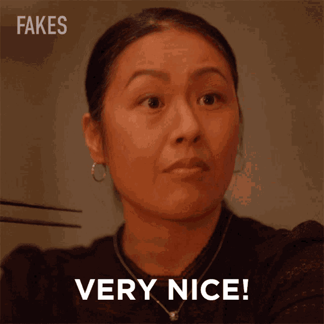 a woman says " very nice " in a fakes ad