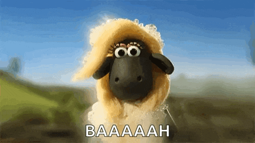a sheep from the animated film shaun the sheep is jumping in the air with the caption baaaah .