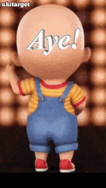 a cartoon character has the word aye written on his head