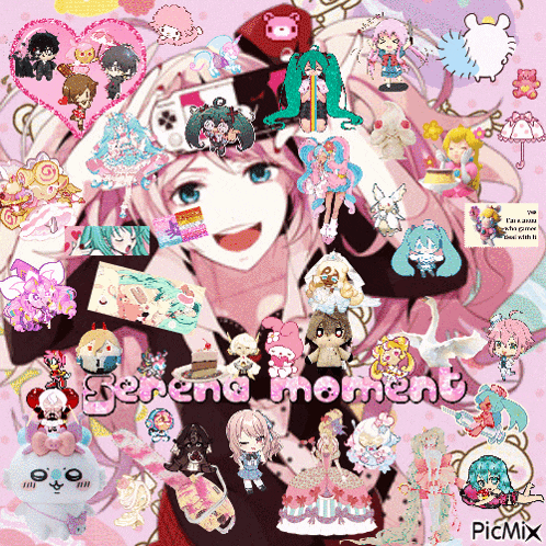 a collage of anime characters with the words serena moment at the top