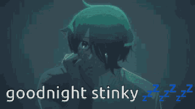 a picture of a girl in the water with the words " goodnight stinky "