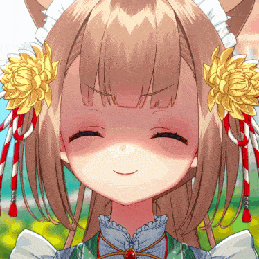 a close up of a girl 's face with a smile on her face