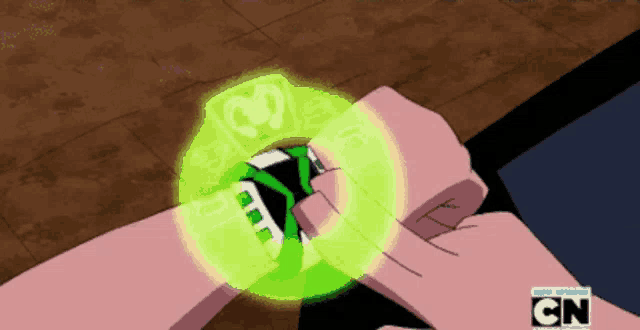 a cartoon of a person wearing a watch that says cn