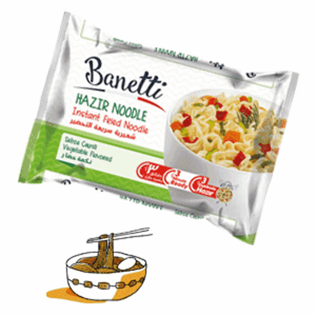 a bag of banette instant fried noodle with vegetables