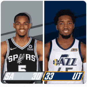 San Antonio Spurs (30) Vs. Utah Jazz (33) First-second Period Break GIF - Nba Basketball Nba 2021 GIFs