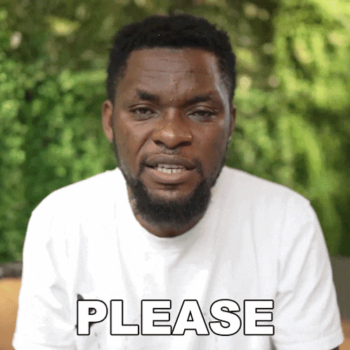 a man with a beard is asking for please