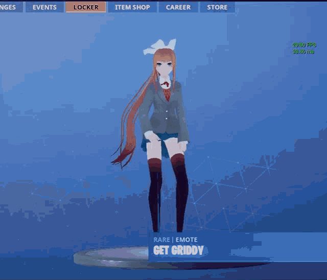 a screenshot of a video game with a character that says get griddy