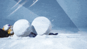two snowballs are being thrown in the air by a person
