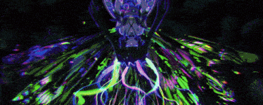 a painting of a blue eye with a flower in the center