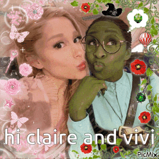a picture of two women with the words hi claire and vivi
