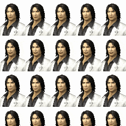 a row of images of a man with long hair and a white jacket