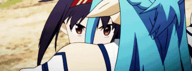 a couple of anime girls standing next to each other