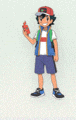 a boy in a red hat is holding a red toy gun