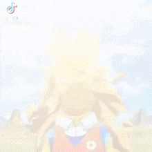 a cartoon character is standing in a field with a bunch of yellow flowers in the background .