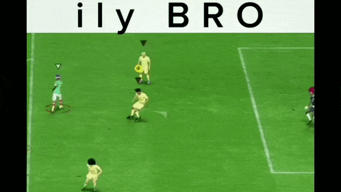 a soccer game is being played with the letters ily bro visible