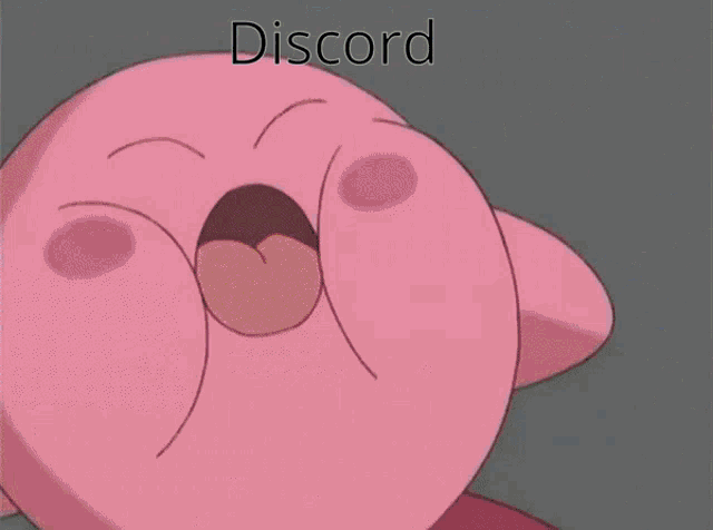 kirby is surrounded by a bunch of newspapers and the word discord is on the bottom