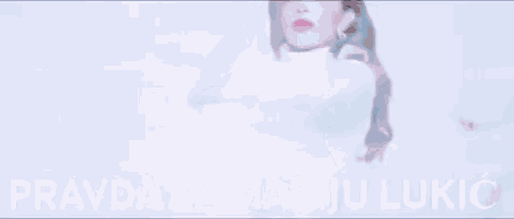 a woman in a white dress is standing in front of a white background with the words `` pravda za mariju lukic '' .
