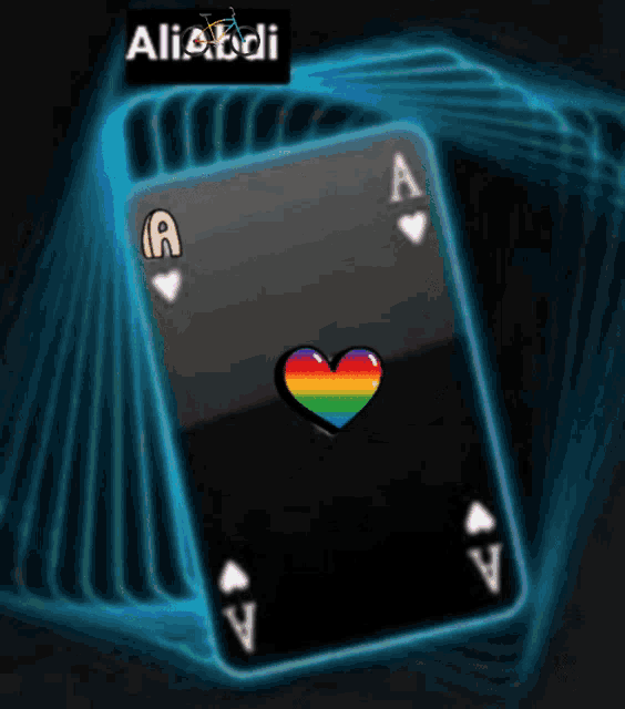 a stack of playing cards with the letters a and v on them