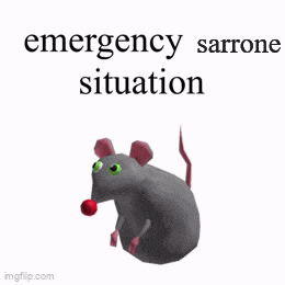 a picture of a mouse with a red nose and the words emergency sarron situation