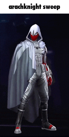 a picture of a superhero with the caption arachknight sweep on the bottom