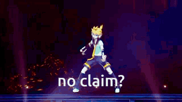 a person is dancing in front of a crowd and the words no claim are on the bottom