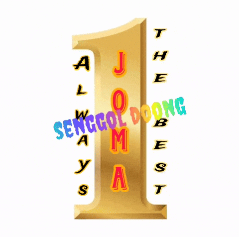 a gold number 1 with the words " senggol doong " below it